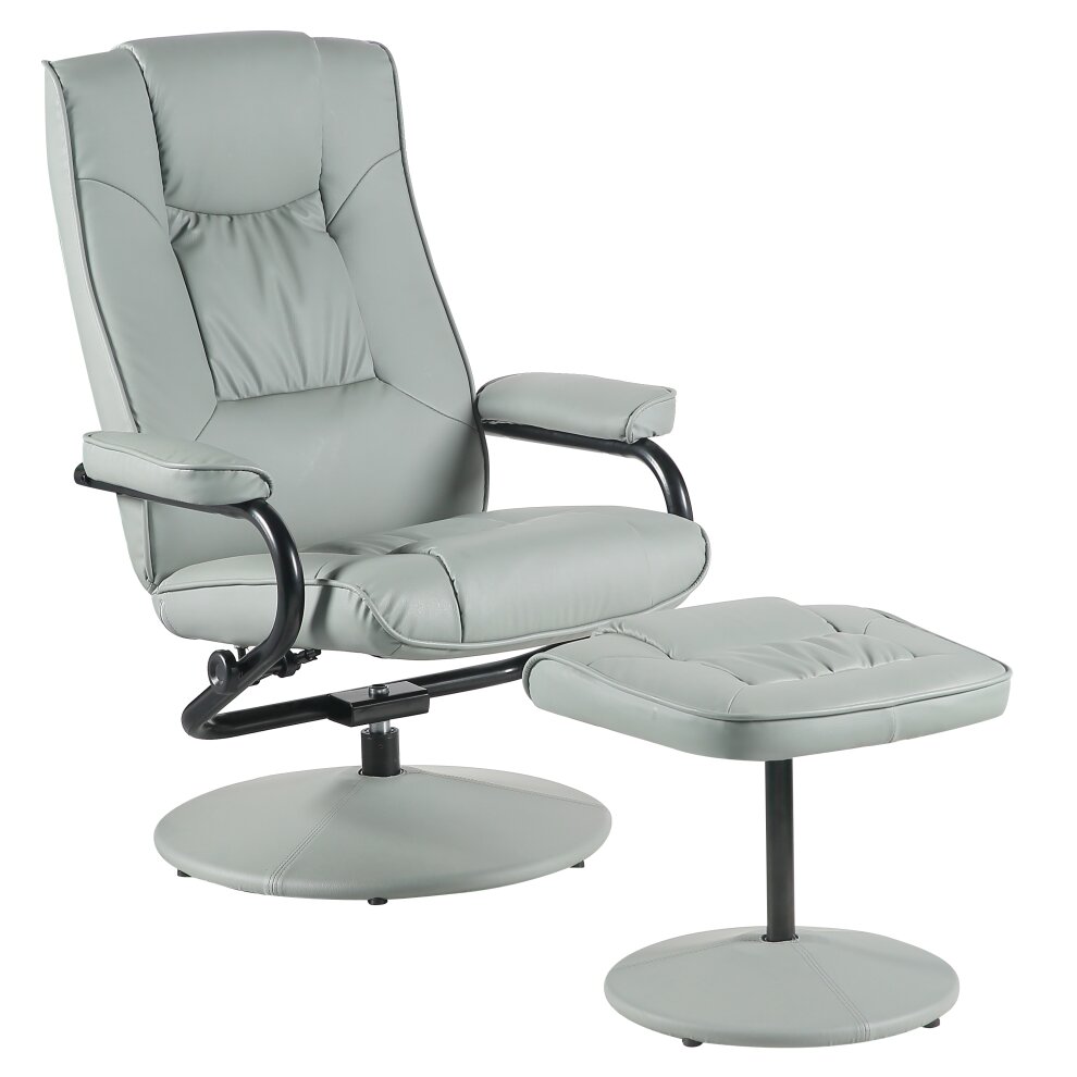Grey Swivel Recliner Lounge Chair With Footstool MILLIES DESIGN